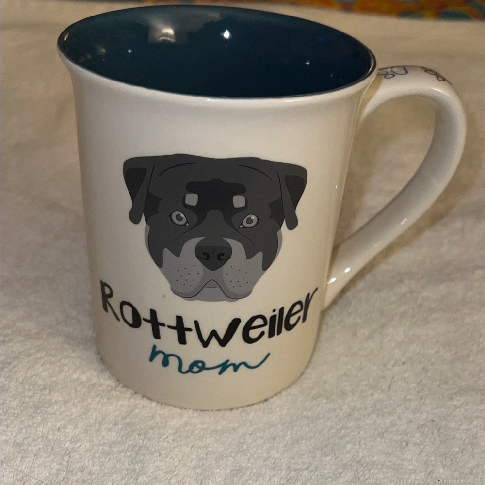 Rottweiler Mom Dog Mug - White and Blue